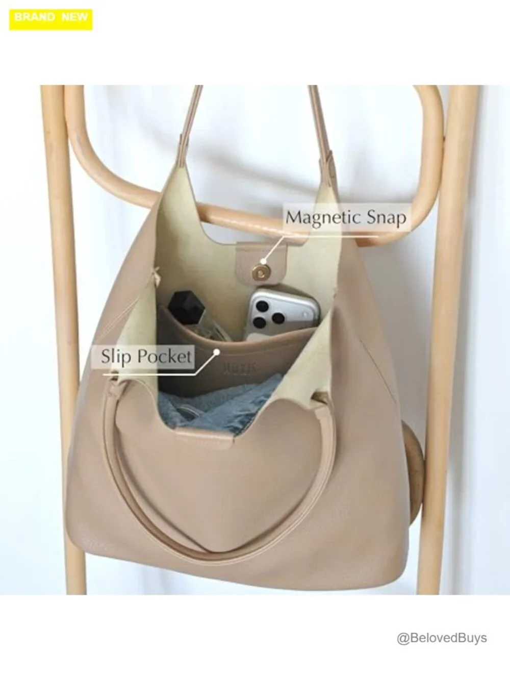 Soft Vegan Leather Tote Bag Hobo Handbag Purse Travel Everyday
